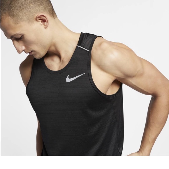 Nike Men's Miler Dri-Fit Tank Top - Black - Picture 6 of 9